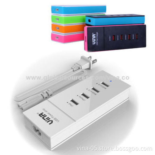 4 Ports USB Power Strips/Smart Chargers for Smartphones, iPad, iPhone and Tablet PCs